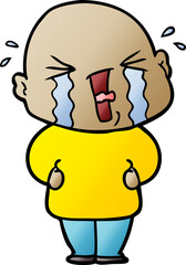 cartoon crying bald man