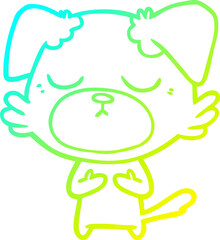 cold gradient line drawing of a cute cartoon dog
