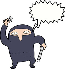 cartoon ninja with speech bubble