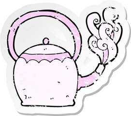 retro distressed sticker of a cartoon tea pot