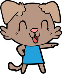 laughing cartoon dog in dress