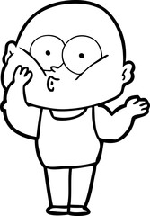 cartoon bald man staring