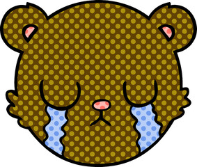cute cartoon teddy bear face crying