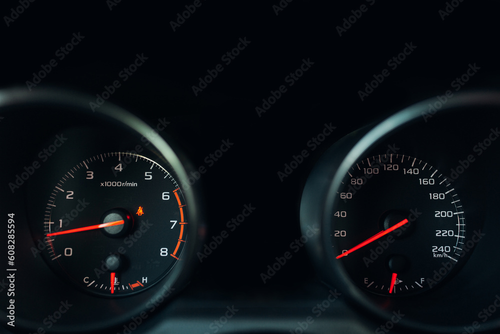 Wall mural car tachometer and dashboard with backlight