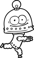 happy carton robot with light bulb