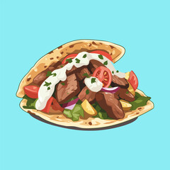 Traditional Greek wrapped sandwich gyros Vector Illustration
