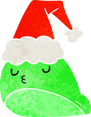 hand drawn christmas retro cartoon of kawaii slug