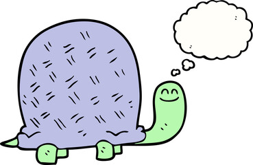 freehand drawn thought bubble cartoon turtle