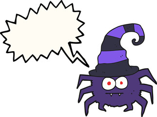 freehand drawn speech bubble cartoon halloween spider
