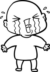 cartoon crying bald man