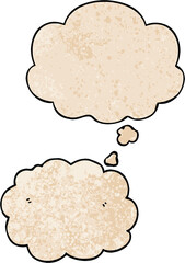 cartoon cloud with thought bubble in grunge texture style