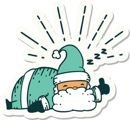 sticker of a tattoo style santa claus christmas character sleeping