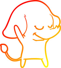 warm gradient line drawing of a cartoon smiling elephant
