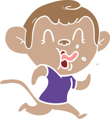 crazy flat color style cartoon monkey running