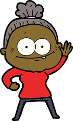 cartoon happy old woman