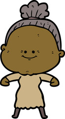 cartoon happy old woman