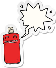 cartoon spray can with speech bubble sticker