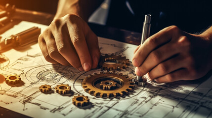 person working on a gear