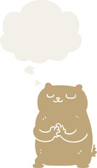 cartoon bear with thought bubble in retro style