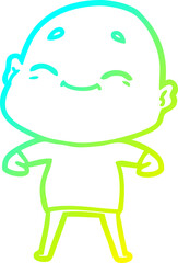Obraz premium cold gradient line drawing of a happy cartoon bald man