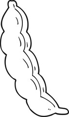 freehand drawn black and white cartoon peas in pod
