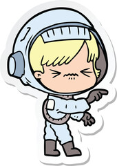 sticker of a cartoon astronaut woman