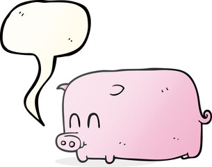 freehand drawn speech bubble cartoon pig