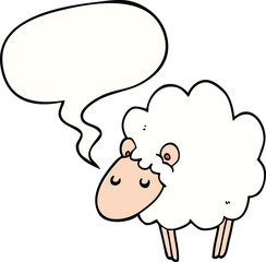 cartoon sheep with speech bubble