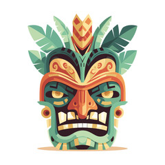 tiki mask vector illustration, tiki festival mask