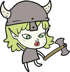 pretty cartoon viking elf girl