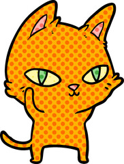 cartoon cat with bright eyes