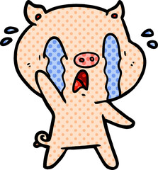 Obraz premium crying pig cartoon