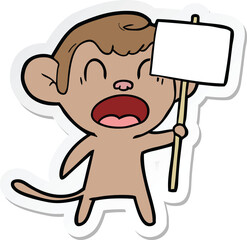 sticker of a shouting cartoon monkey