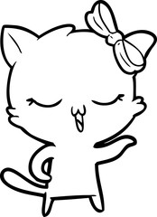 cartoon cat with bow on head