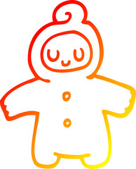 warm gradient line drawing of a cartoon human baby