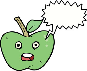 cartoon apple with speech bubble