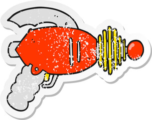 distressed sticker of a cartoon ray gun