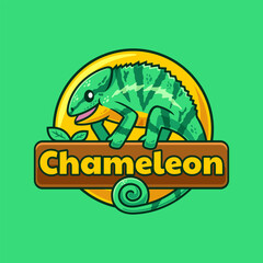 Fun Chameleon Cartoon Logo Design