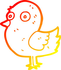 warm gradient line drawing of a cartoon bird