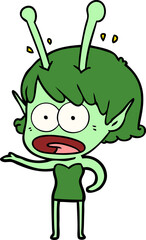cartoon shocked alien girl