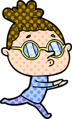 cartoon woman wearing glasses