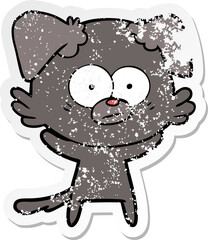 distressed sticker of a nervous dog cartoon