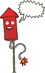 cartoon firework with speech bubble