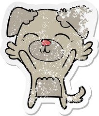distressed sticker of a cartoon dog