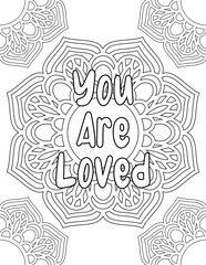 Printable mandala coloring pages for adults and kids with a positive affirmation quote 