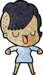 cute cartoon girl with hipster haircut