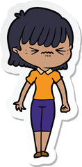 sticker of a annoyed cartoon girl