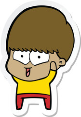 sticker of a cartoon happy boy