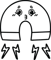 line drawing cartoon of a magnet