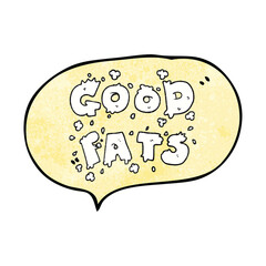 freehand speech bubble textured cartoon good fats sign